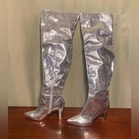 Silver Layla Thigh High Boot 9.5 - Picture 2 of 3